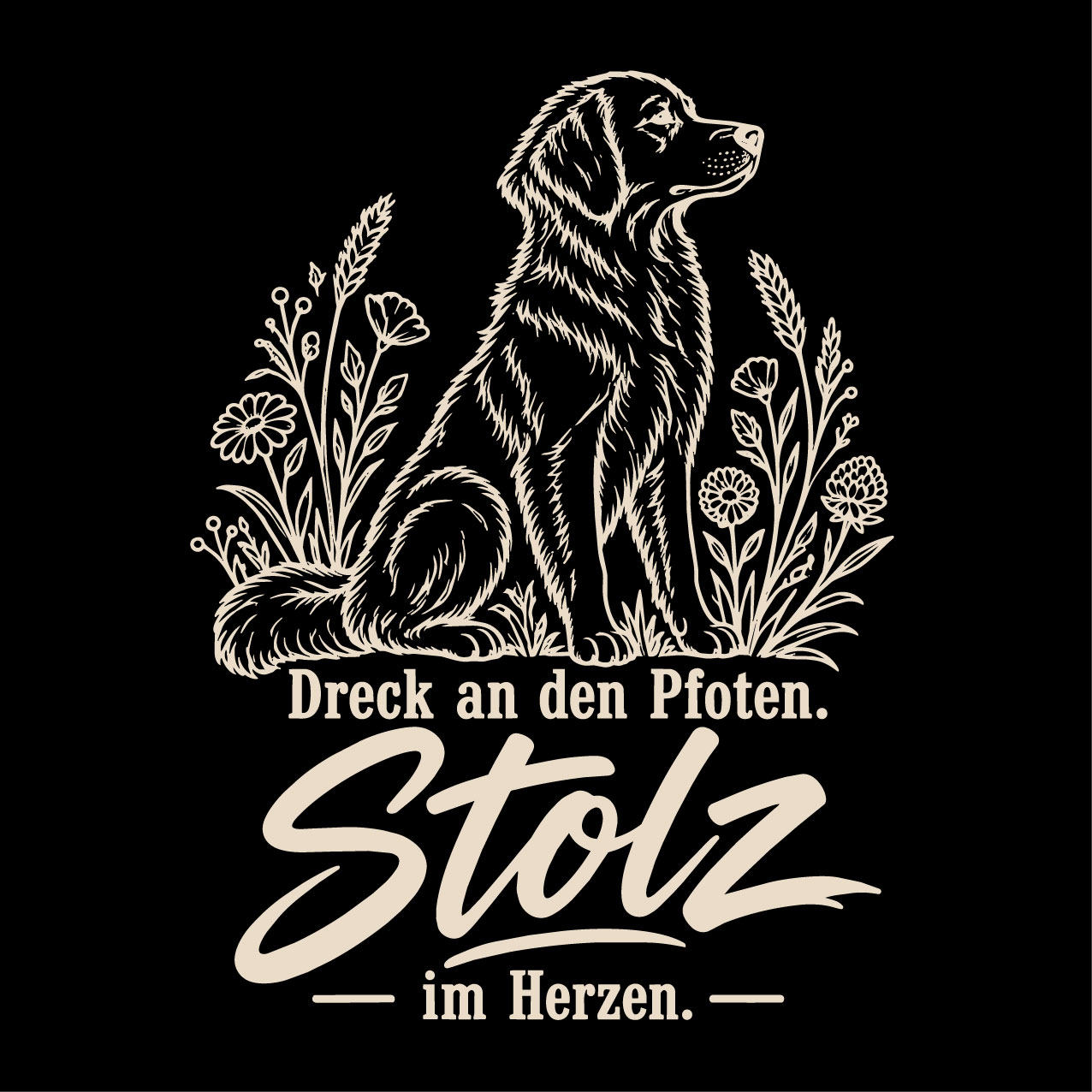 Funktions-T-Shirt „Dreck an den Pfoten – Stolz im Herzen“ (Floral Edition)